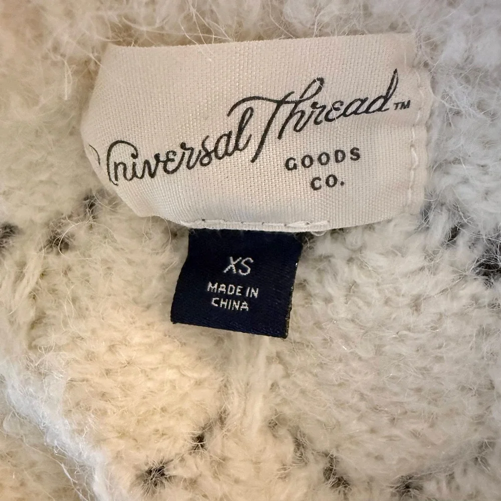 Universal Thread Sweater Vest Women XS Cream Pointelle Knit Cottagecore Preppy